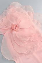 Alaya Slant Shoulder 3D Floral Midi Dress-Pink