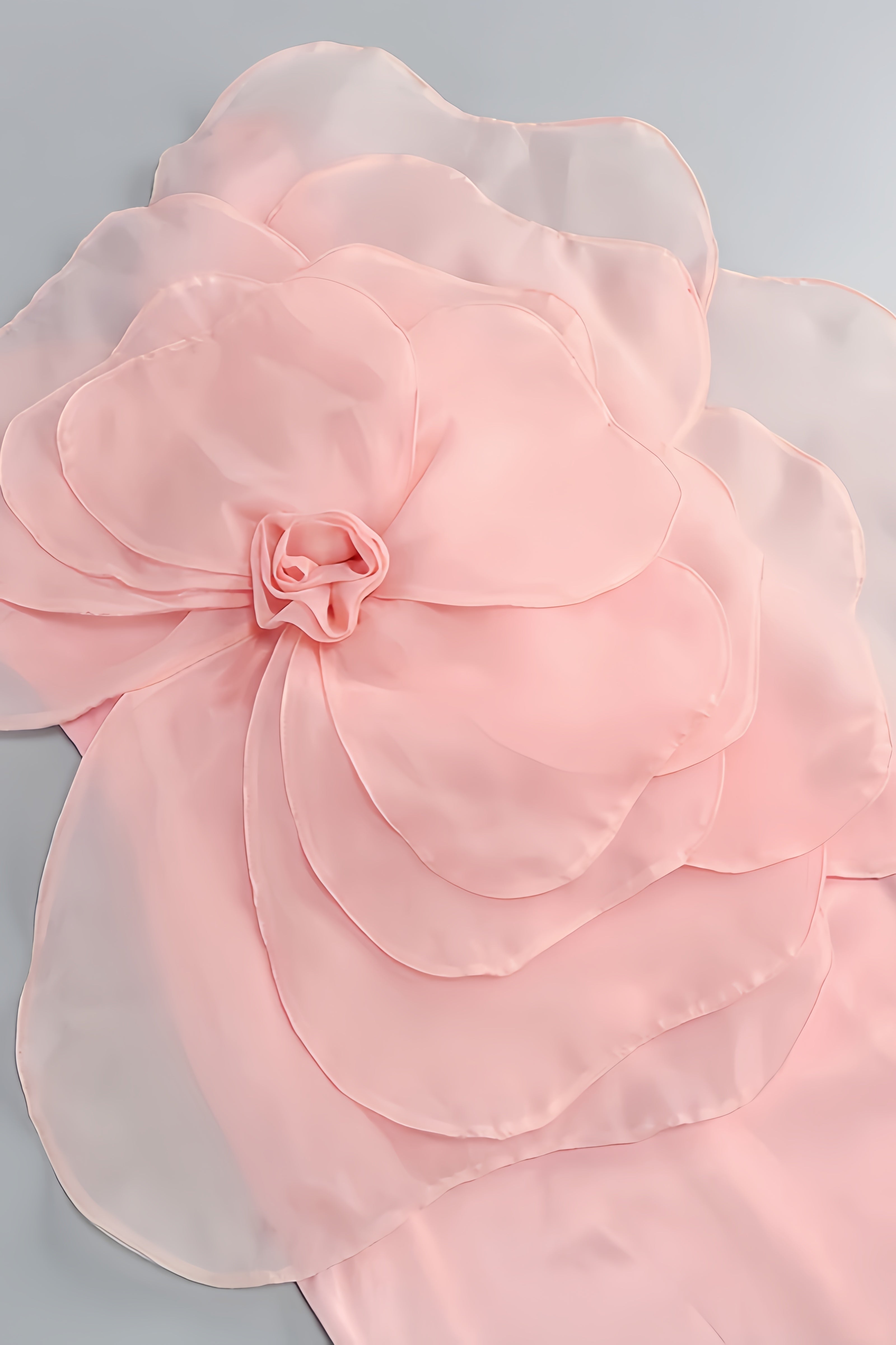 Alaya Slant Shoulder 3D Floral Midi Dress-Pink