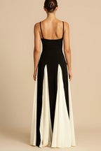 Eternal elegant stitching black and white tulle wavy dress