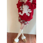 Plus Size Wool Plaid High Waist Skirt