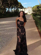 Milagros Exclusive Women's Evening Dress with Floral Appliqu��s Wear Edit