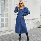 Washed Hooded Denim Coat