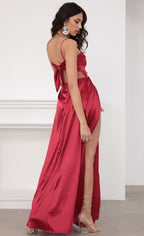 Slit Backless Slimming Suspender Long Dress