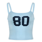 Street Hottie Retro Digital Print Camisole, Slim Fit Casual Sports All-match Top