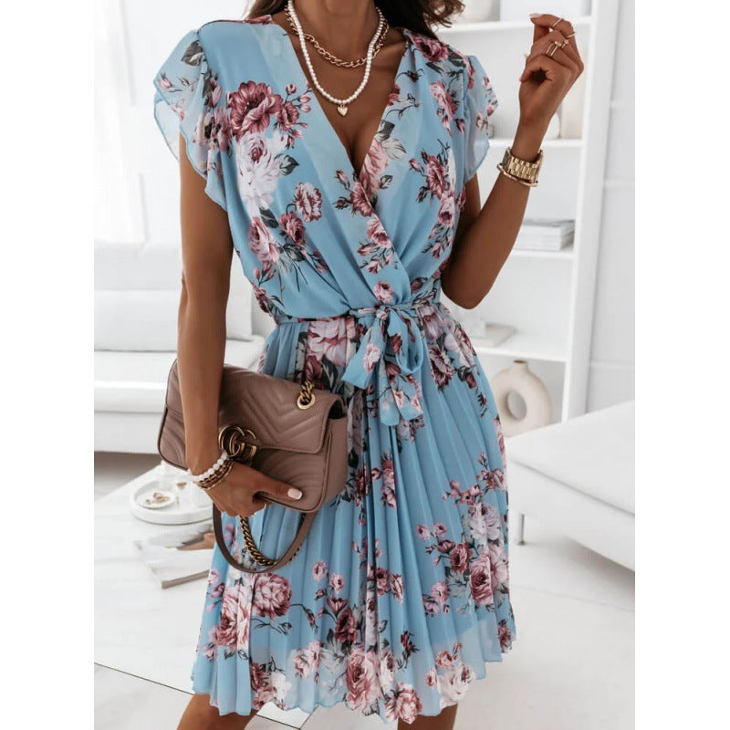 Teodora Luxe Women's Floral Dress with Ruffle Hems Premium Wardrobe Essential