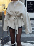 Solid Color Bell Sleeve Jacket