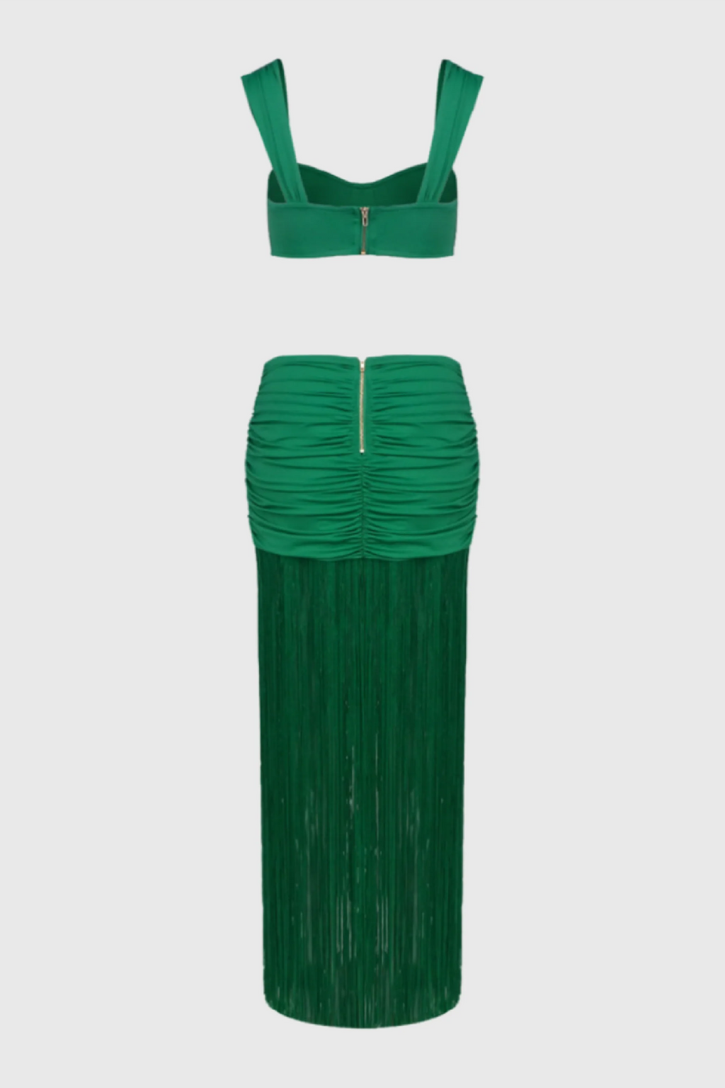 Darcy High-Waisted Strappy Fringed Maxi Dress