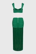 Darcy High-Waisted Strappy Fringed Maxi Dress