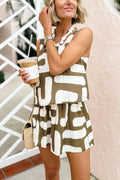 Printed Casual Top and Shorts Set Two Pieces
