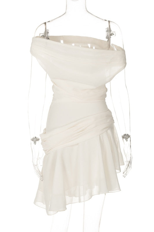 Matilde Chic One Shoulder Chiffon Mini Dress Boutique Collection