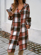 Contrast Color Hooded Coat