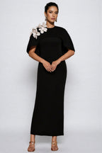 Elma Black 3D Floral Maxi Dress