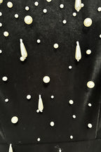 Junrty Black Pearl Beaded Maxi Dress