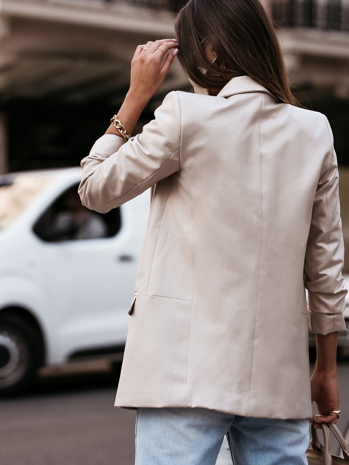 Leather Loose Blazer Coat