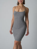 Ribbed Spaghetti Strap Stretch Bodycon Mini Dress