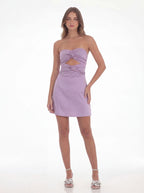 Strapless Twist Front Cut Out Bandeau Bodycon Mini Dress