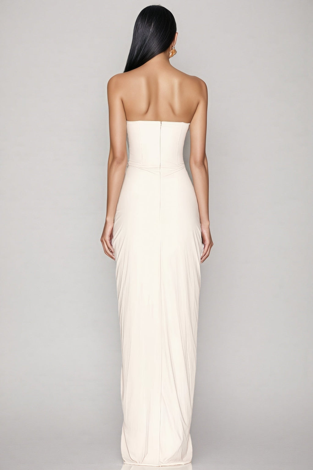 Tovarl White Plunge Fishbone Maxi Dress