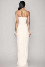Tovarl White Plunge Fishbone Maxi Dress