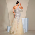 Slim Fit Hip-hugging Sequined Slit Banquet Evening Dress
