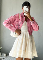 Spaghetti Strap Deep V-Neck Ruched Tiered Ruffle Hem Linen Mini Dress