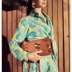 Women Loose Printed Long Sleeved Shirt Split Wide Leg Pants Two Piece Sets