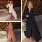 Sleeve Single Breasted Beach Cover-up Sexy Vacation Sun Protection Shirt Bikini Cover