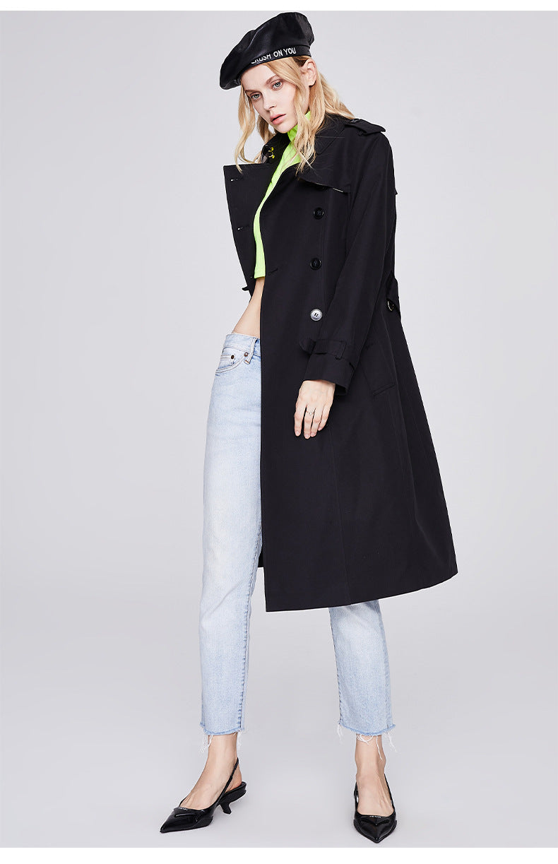 Solid Color Slim Fit Trench Coat