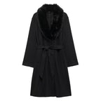 Artificial Fur Belted Trench Coat