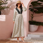Stitching Lace High Waist Dress