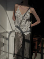 Sequin Embellished Sheer Overlay Dress