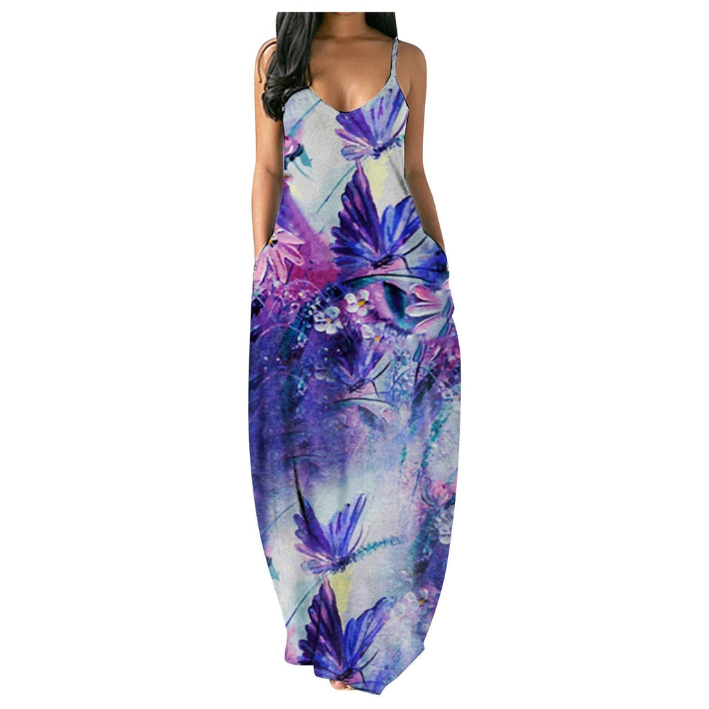 Ivanna Minimalist Women's Floral Maxi Dress with Adjustable Straps Premium Wardrobe Essential