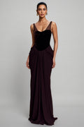 Sarioa Red Halter Pleated Maxi Dress