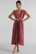 Hova Sleeveless Pleated Maxi Dress-Brick Red