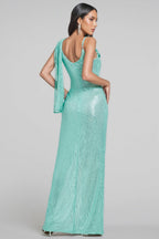 Nerissa Sequin Pressed Pleated Split Maxi Dress