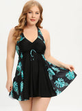 Valerie Minimalist Plus Size V Neck Swimsuit Dress with Cross Straps Evening Wear Edit