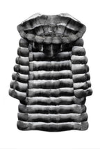 Artificial Mink Hooded Fur Coat