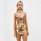 Sequin Cowl Neck Spaghetti Strap Bodycon Mini Dress