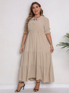 Day to Night Round Neck Short Sleeve Bow Dress