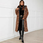 Leopard Print Faux Fur Hooded Coat