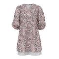 Mariola Minimalist Women's Blouse Dress with Floral Pattern and Puff Sleeves Everyday Luxe Edit