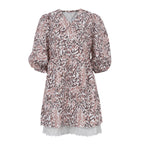 Mariola Minimalist Women's Blouse Dress with Floral Pattern and Puff Sleeves Everyday Luxe Edit