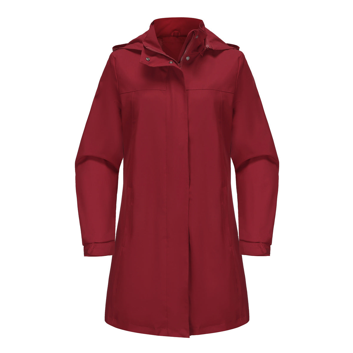 Solid Color Long Sleeve Windbreaker Coat