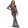 Magaly Aesthetic Women's Evening Dress Made of Mesh with Rhinestone Decorations Designer Edit