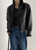 Luxe Faux Leather Aviator Jacket