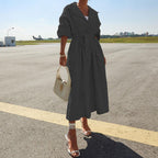 Solid Color Long Sleeve Trench Coat