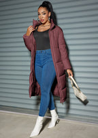 Solid Zipped Long Cotton Jacket