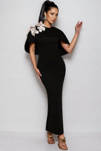 Elma Black 3D Floral Maxi Dress