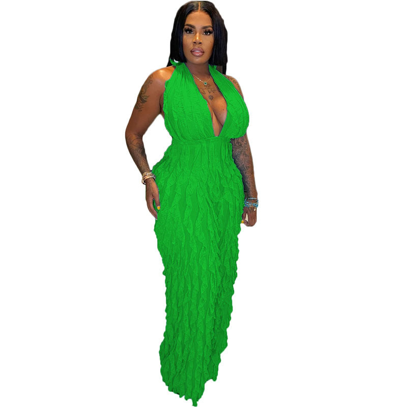 Plunge High Waist Jumpsuit