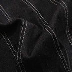 Vintage Distressed Banded Strapless Denim Bodycon Mini Dress - Black