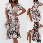 Wanda Exclusive Women's Floral Midi Wrap Dress Premium Wardrobe Essential